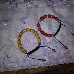 Beautiful beaded and crystal. Adjustable bracelets